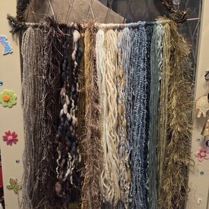 Handcrafted Multicolor Yarn Wall Hanging - Blue, Cream, Gray, Brown